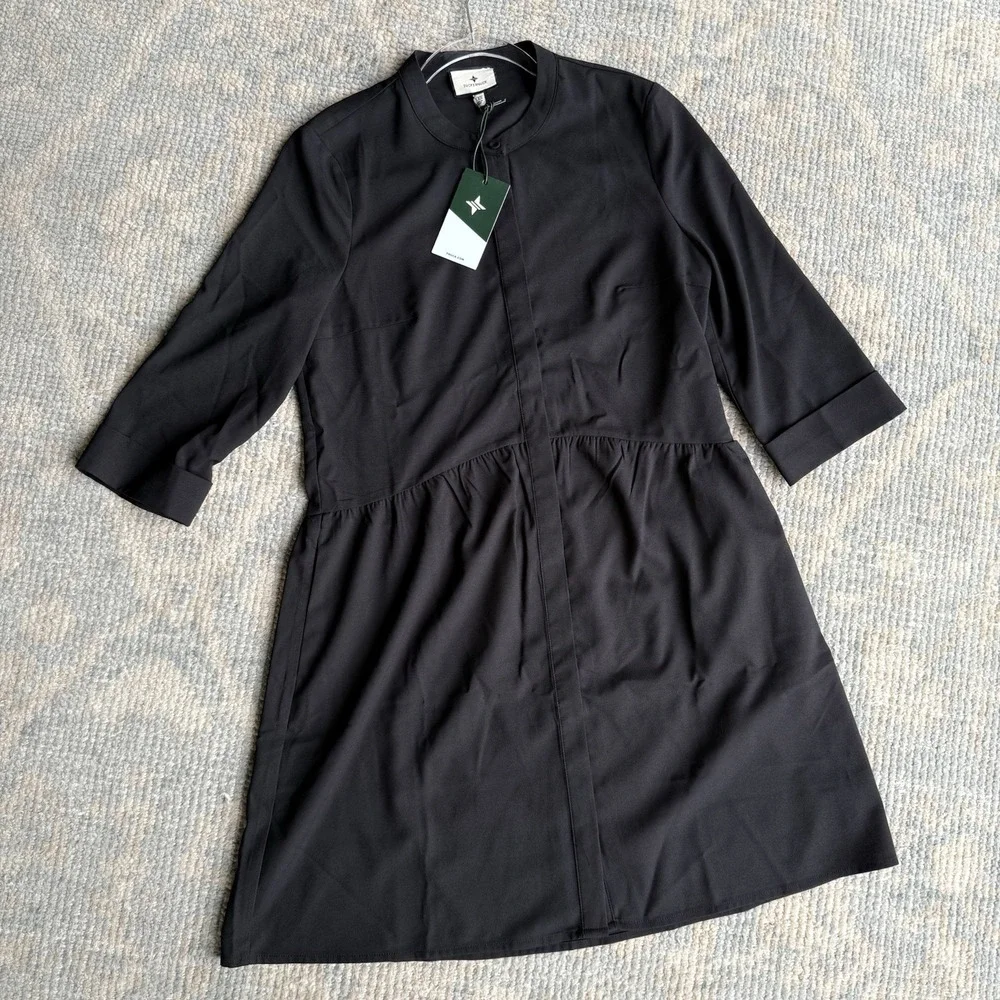 Tuckernuck Royal Shirt Dress Women's XXS Black Stretch Crepe Mini $148 Y24227T - Picture 2 of 14